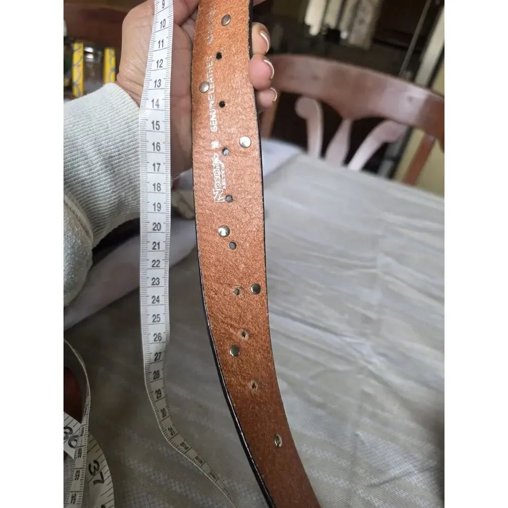 Nocona Tooled Leather Belt & Floral Buckle Leather Bling Size M Western